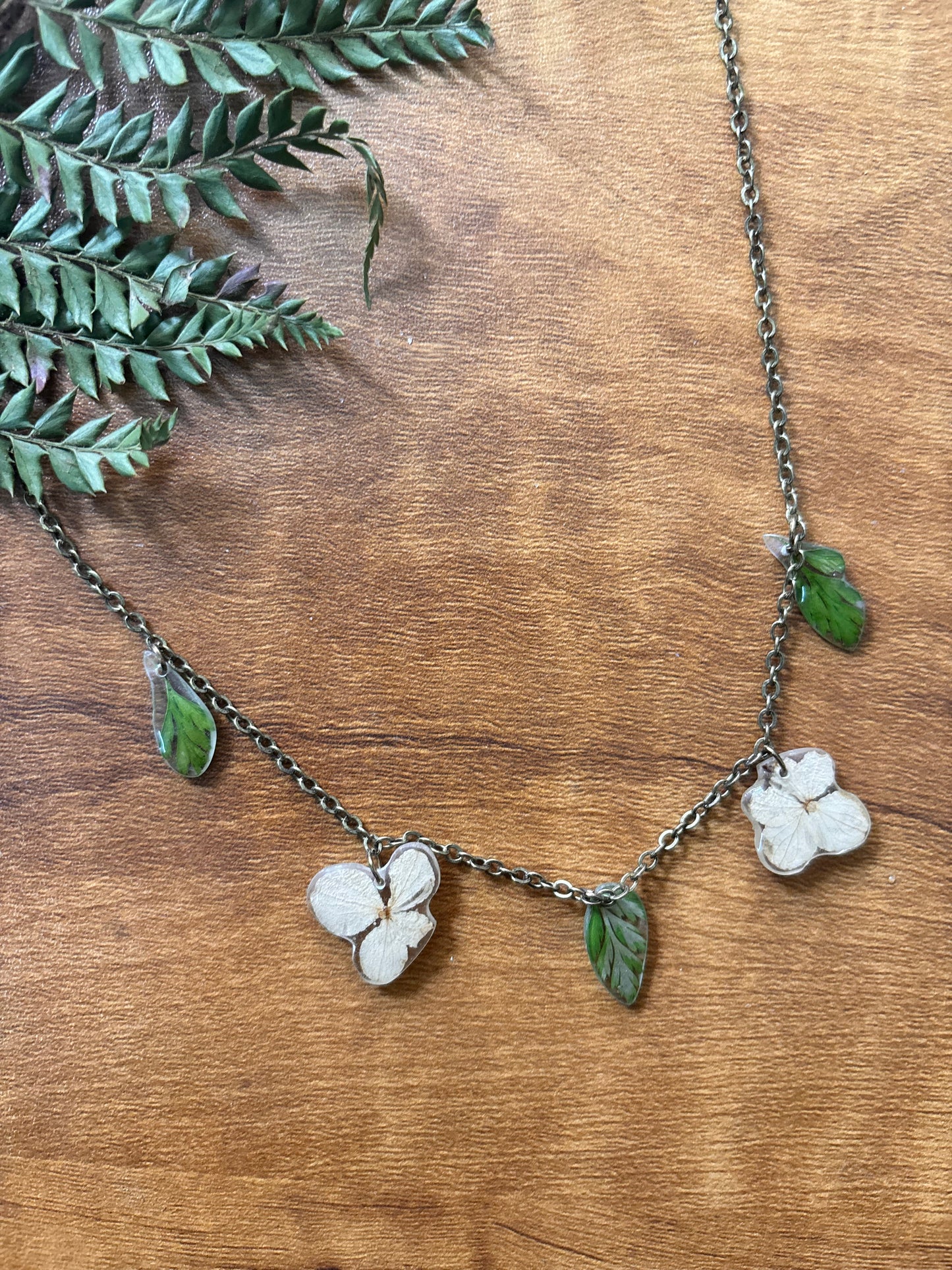 Hydrangea & Fern Necklace