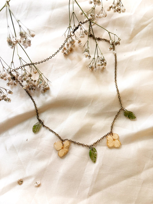 Hydrangea & Fern Necklace